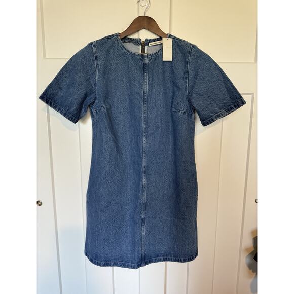 Abercrombie & Fitch Denim Dress NWT Medium Tall Shift Mini Pockets - Picture 1 of 9